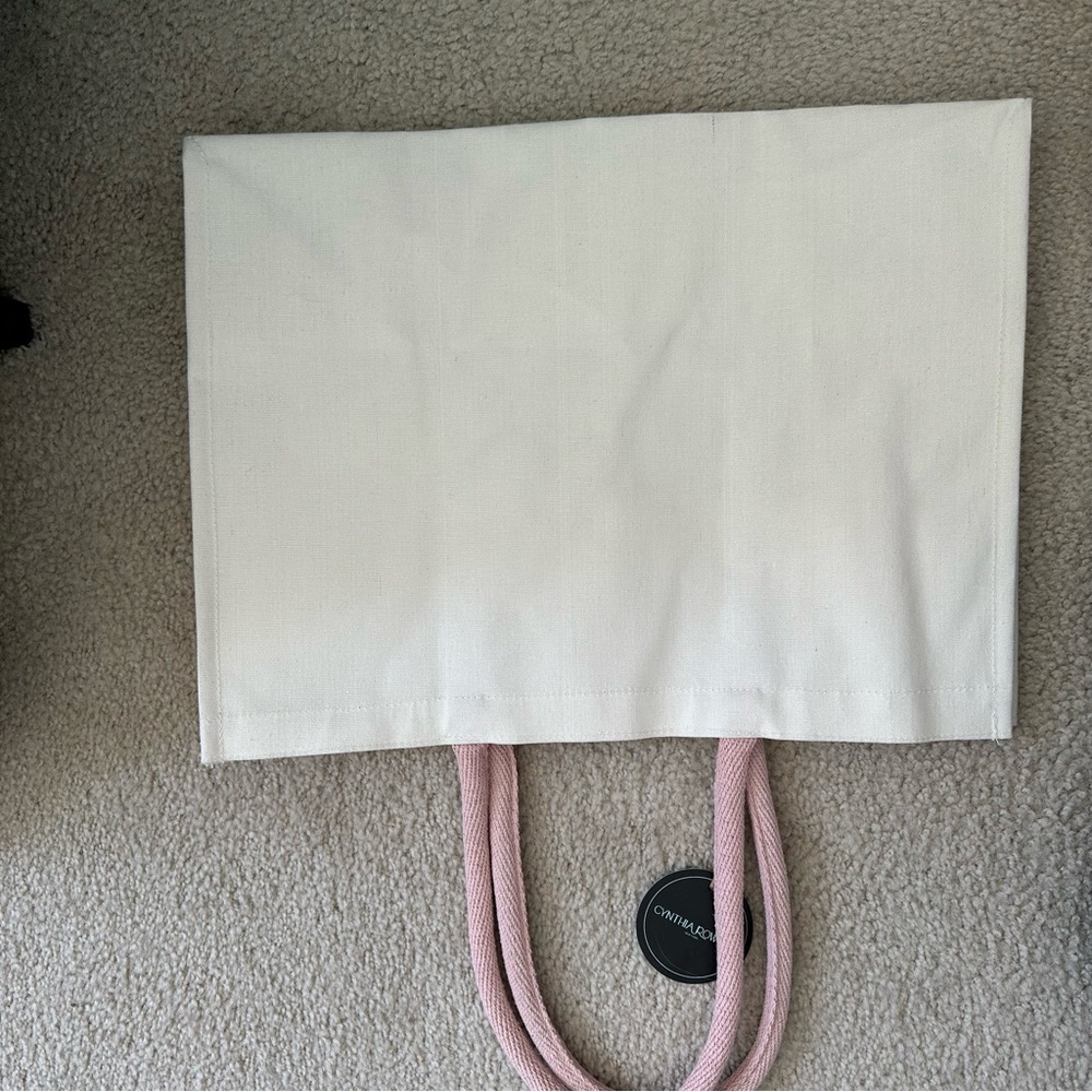Cynthia Rowley Cream Tote with Pink Handles - Picture 2 of 3